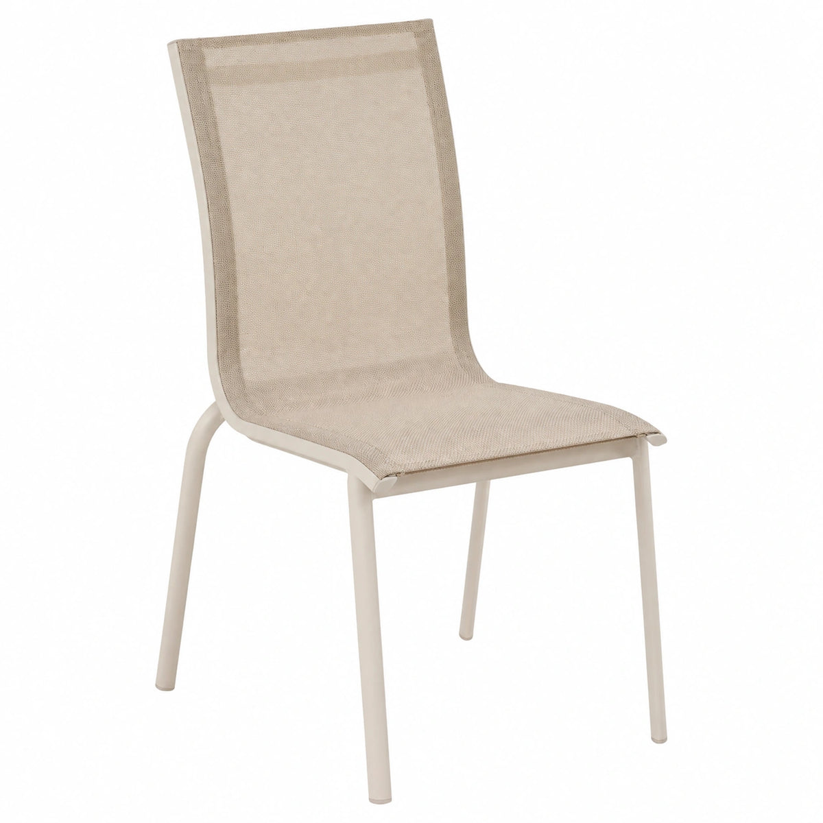 Chaise de jardin, en aluminium et lin, coloris beige, 48 x 63 x 94 cm, pour la terrasse ou le jardin
