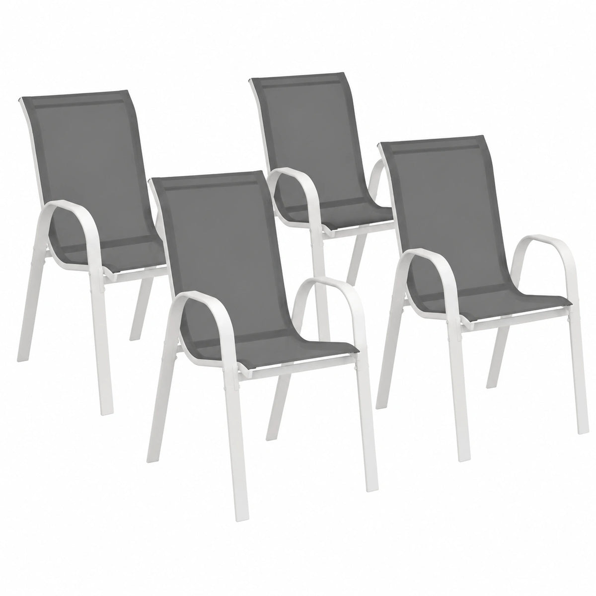 Chaise de jardin, en métal, coloris blanc et gris, pour la terrasse ou le jardin