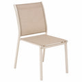 Chaise de jardin, en aluminium et lin, coloris beige, 46 x 61 x 88 cm, pour la terrasse ou le jardin