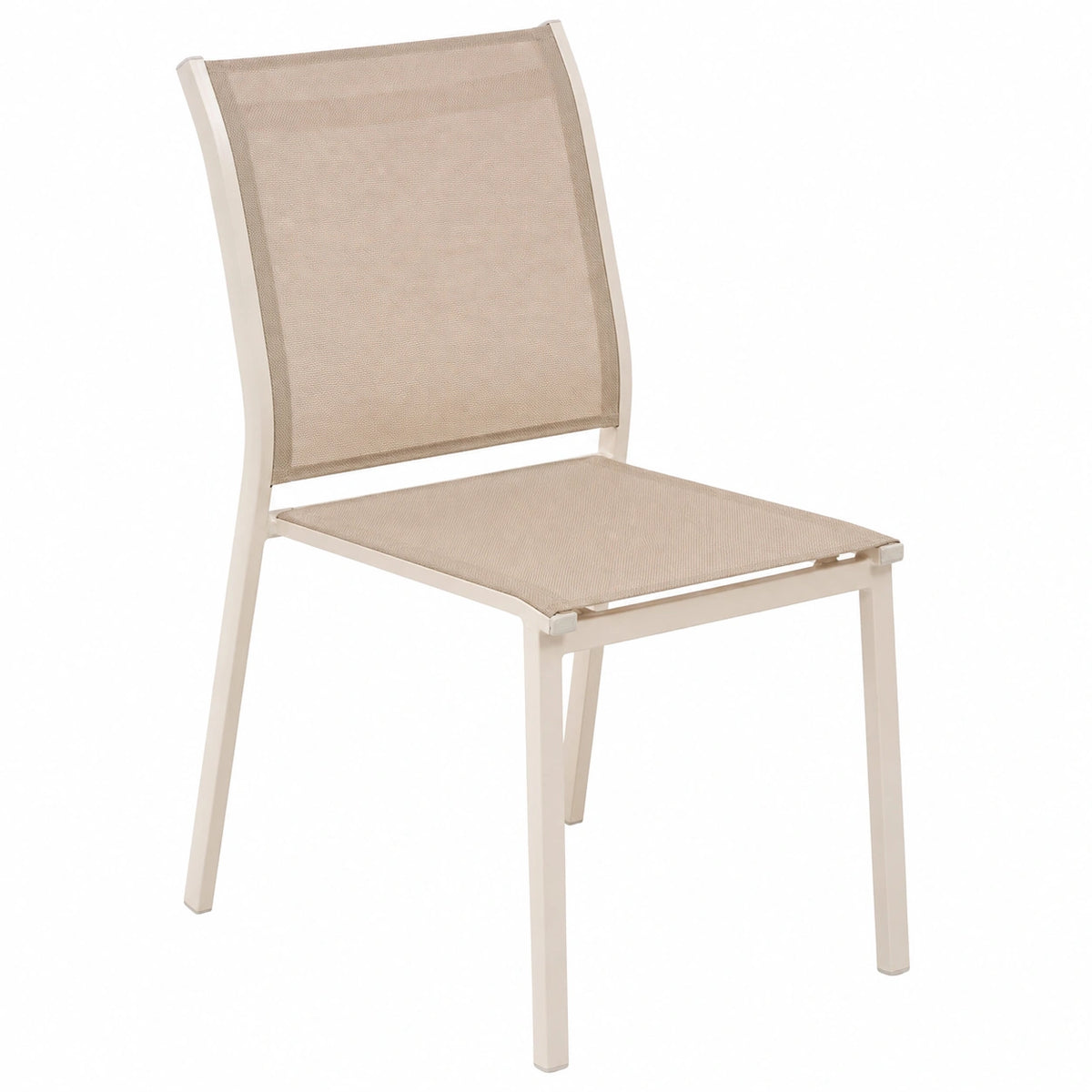 Chaise de jardin, en aluminium et lin, coloris beige, 46 x 61 x 88 cm, pour la terrasse ou le jardin