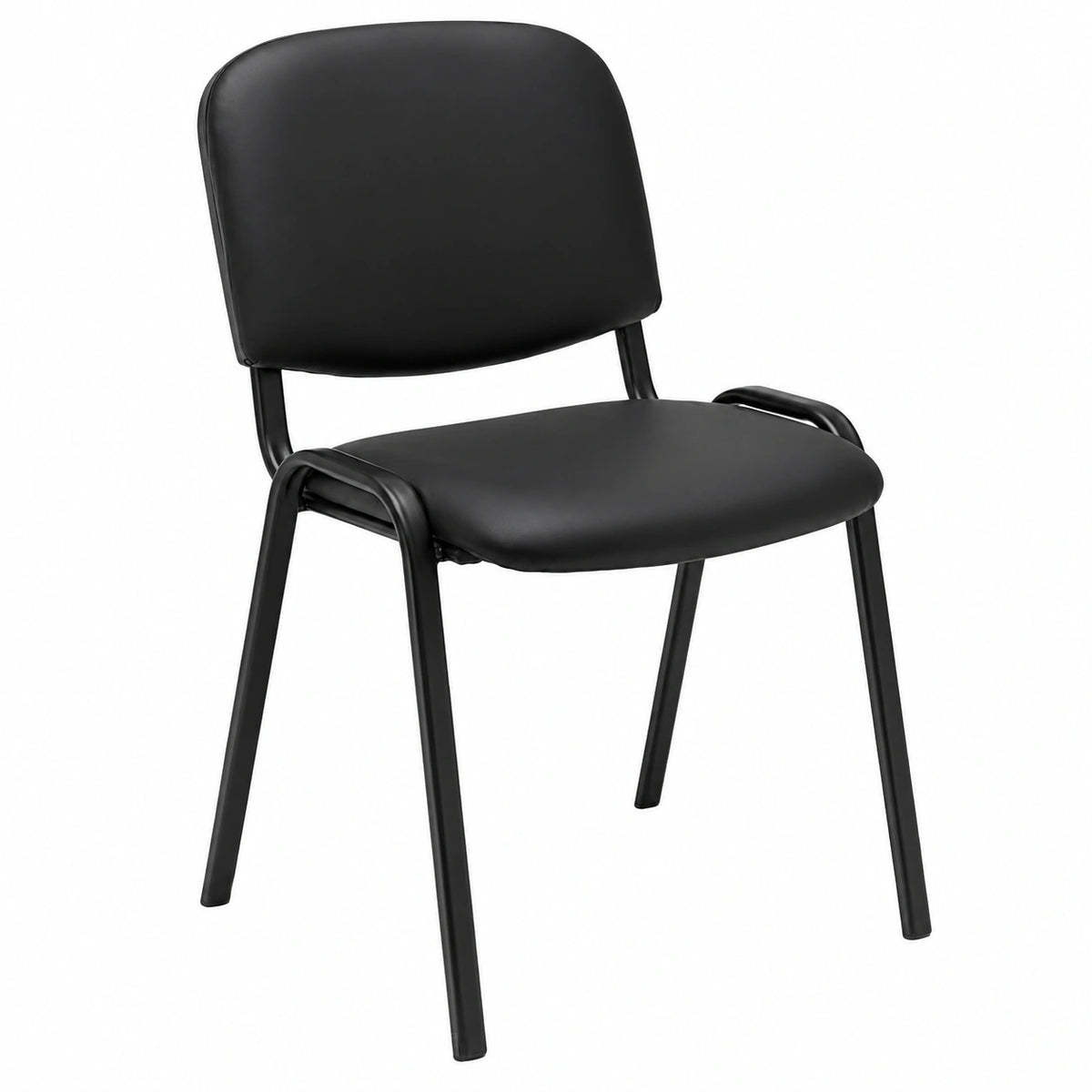 Chaise, en métal et similicuir, coloris noir, pour la salle à manger ou la cuisine