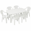 Table de jardin, coloris blanc, 6 places, pour la terrasse ou le jardin