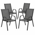 Chaise de jardin, en acier, coloris noir, 92 x 54 x 65 cm, pour la terrasse ou le jardin