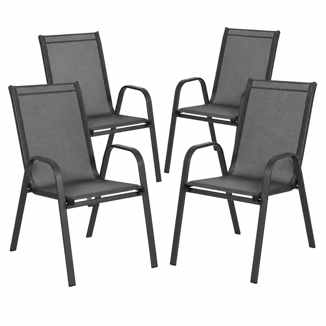 Chaise de jardin, en acier, coloris noir, 92 x 54 x 65 cm, pour la terrasse ou le jardin