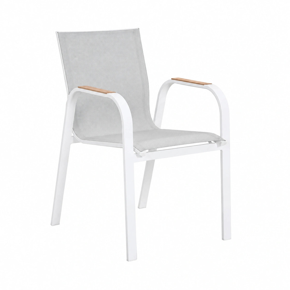 Chaise de jardin, en aluminium, coloris blanc et gris, pour la terrasse ou le jardin