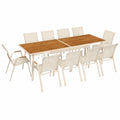Salon de jardin, extensible, en verre trempé, coloris beige, pour la terrasse ou le jardin
