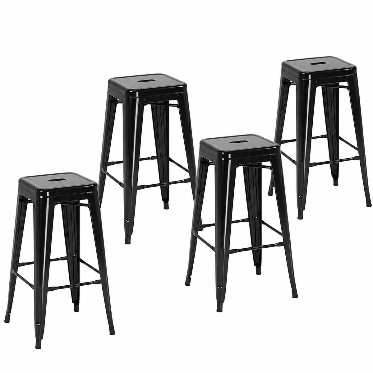 Tabouret, en métal, coloris noir, pour la cuisine ou l’espace repas