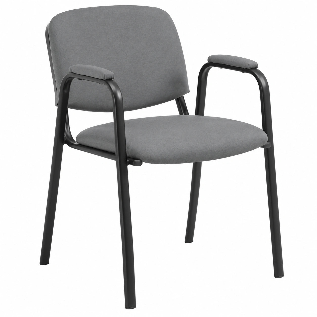 Chaise, en métal et similicuir, rembourré, coloris noir et gris, pour la salle à manger ou la cuisine