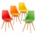Chaise, rembourré, en cuir, coloris vert et rouge, pour la salle à manger ou la cuisine