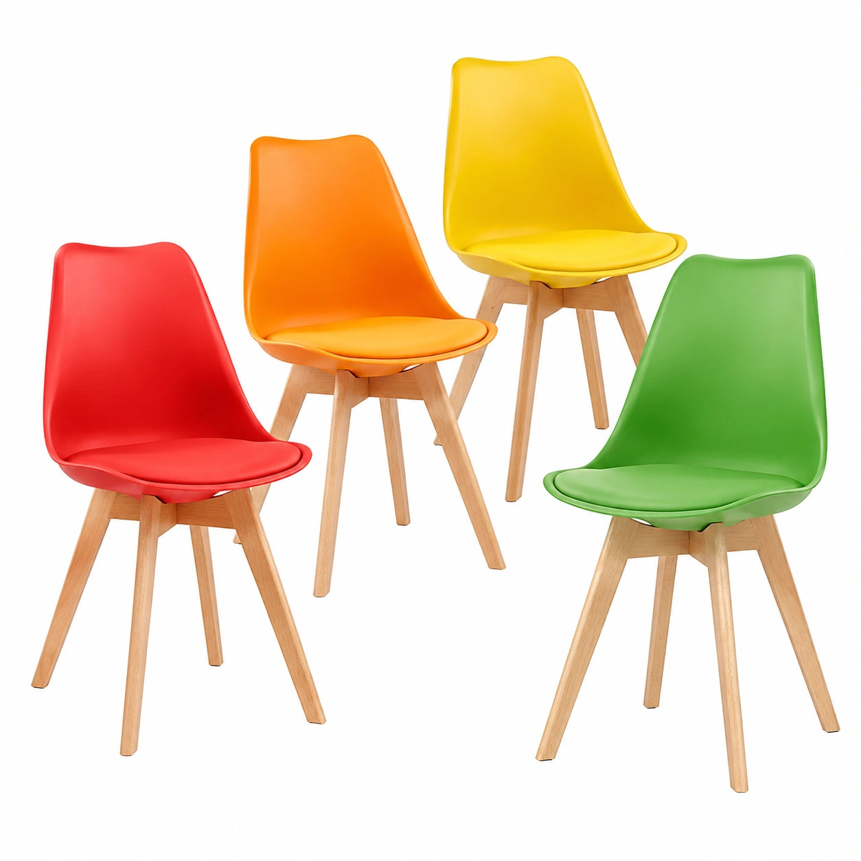 Chaise, rembourré, en cuir, coloris vert et rouge, pour la salle à manger ou la cuisine
