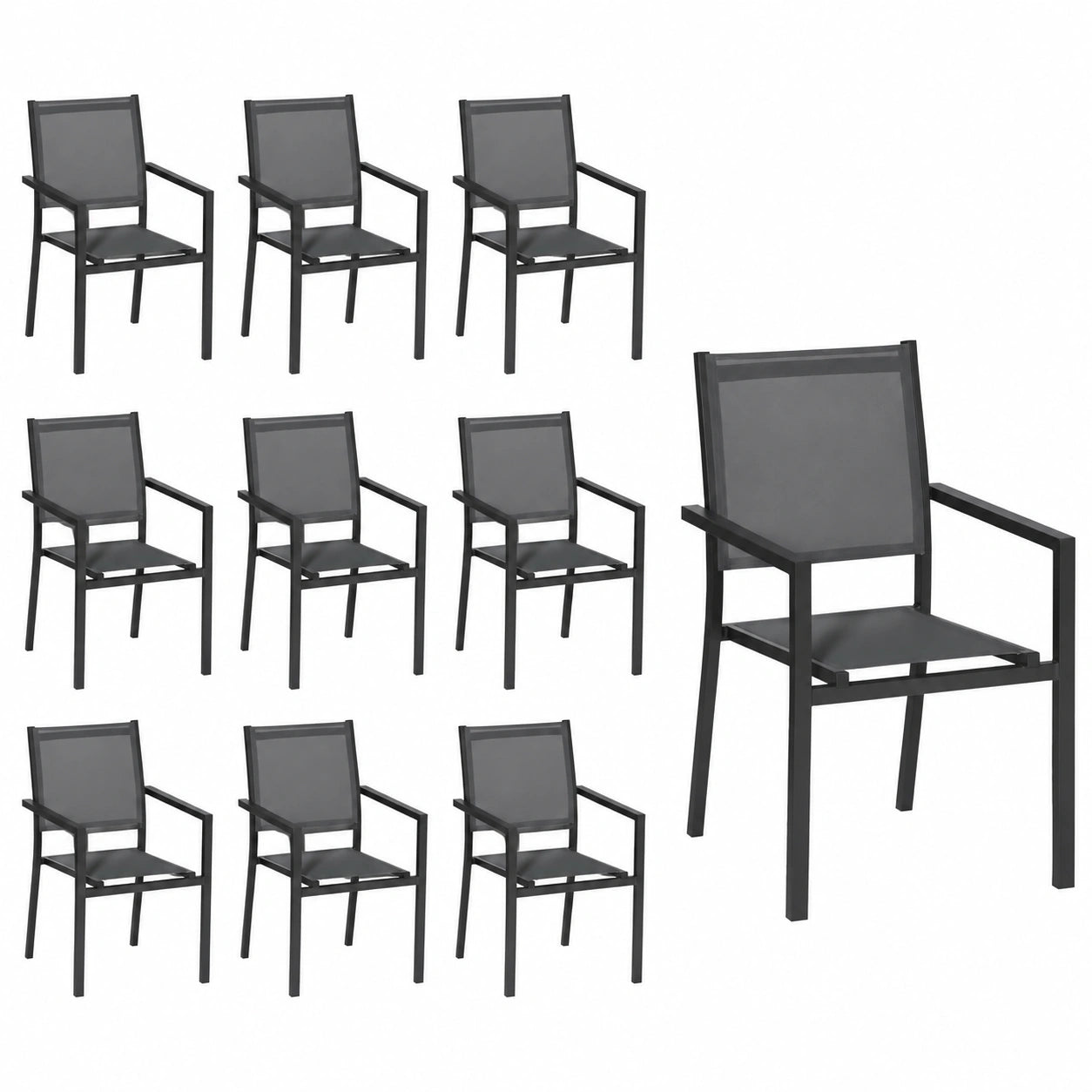 Chaise, en aluminium, coloris gris et anthracite, pour la salle à manger ou la cuisine