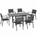 Salon de jardin, extensible, en aluminium, 6 places, coloris gris, pour la terrasse ou le jardin