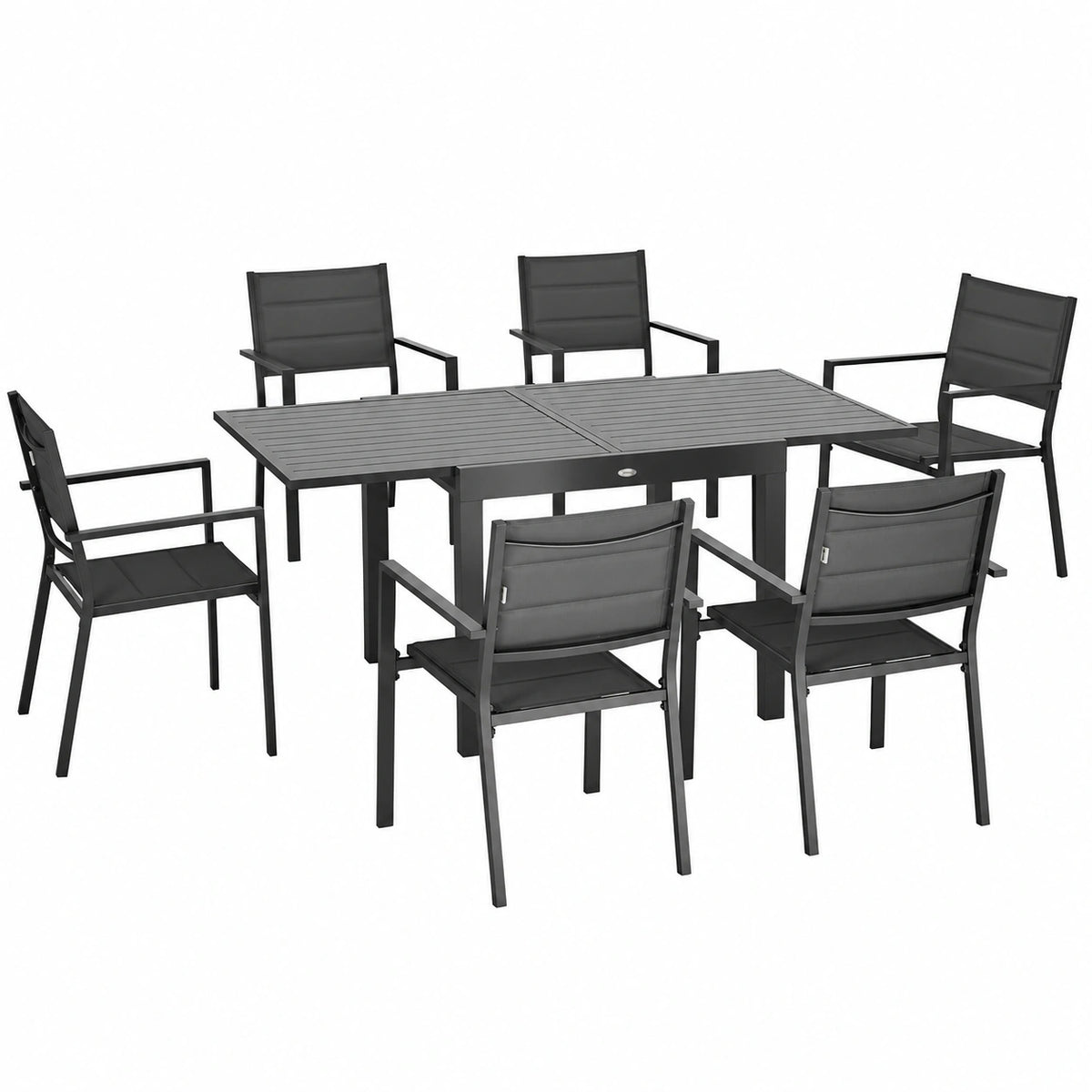 Salon de jardin, extensible, en aluminium, 6 places, coloris gris, pour la terrasse ou le jardin