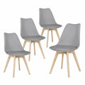 Chaise, avec coussin, en bois massif et similicuir, coloris gris, pour la salle à manger ou la cuisine