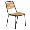 Chaise de jardin, en bois massif et acier, 61 x 47 x 81 cm, coloris naturel, pour la terrasse ou le jardin