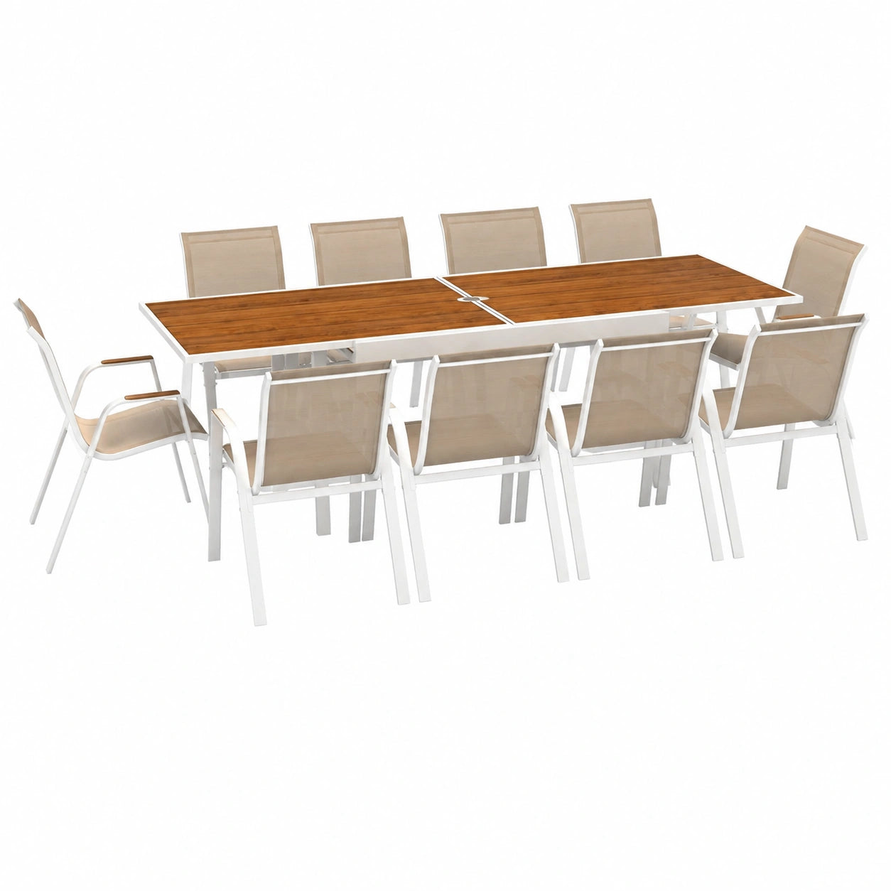 Salon de jardin, extensible, en verre trempé, coloris blanc, pour la terrasse ou le jardin