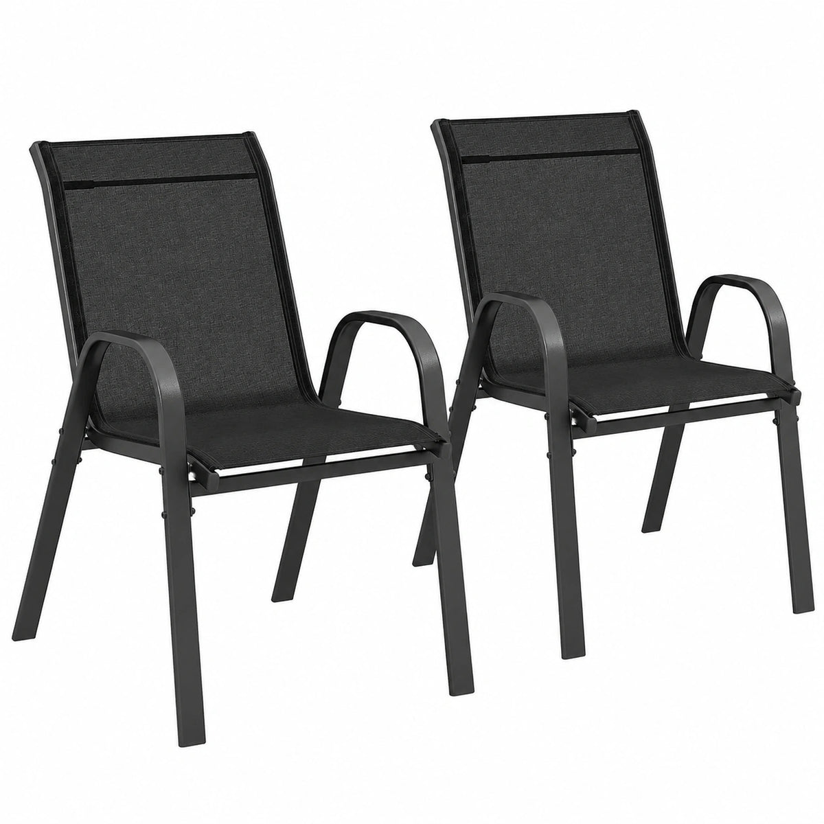 Chaise de jardin, en acier, coloris noir, pour la terrasse ou le jardin