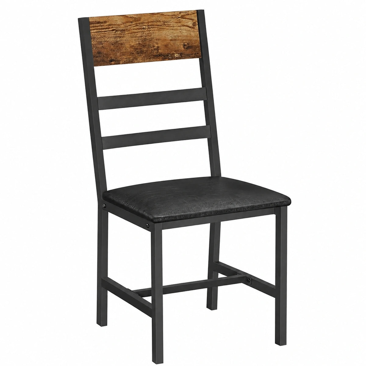 Chaise, en acier, rembourré, coloris noir et marron, pour la salle à manger ou la cuisine