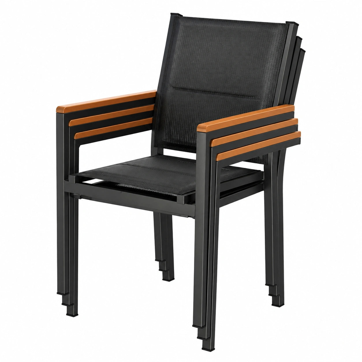 Chaise de jardin, en aluminium, coloris noir, pour la terrasse ou le jardin